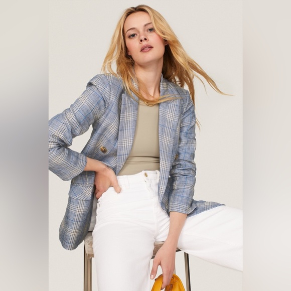 NWT VERONICA BEARD Beacon Plaid Dickey Jacket - Size 4 - Plaid - 100% Linen - Picture 15 of 16